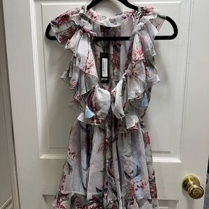 Floral Ruffle romper dress with Tassels